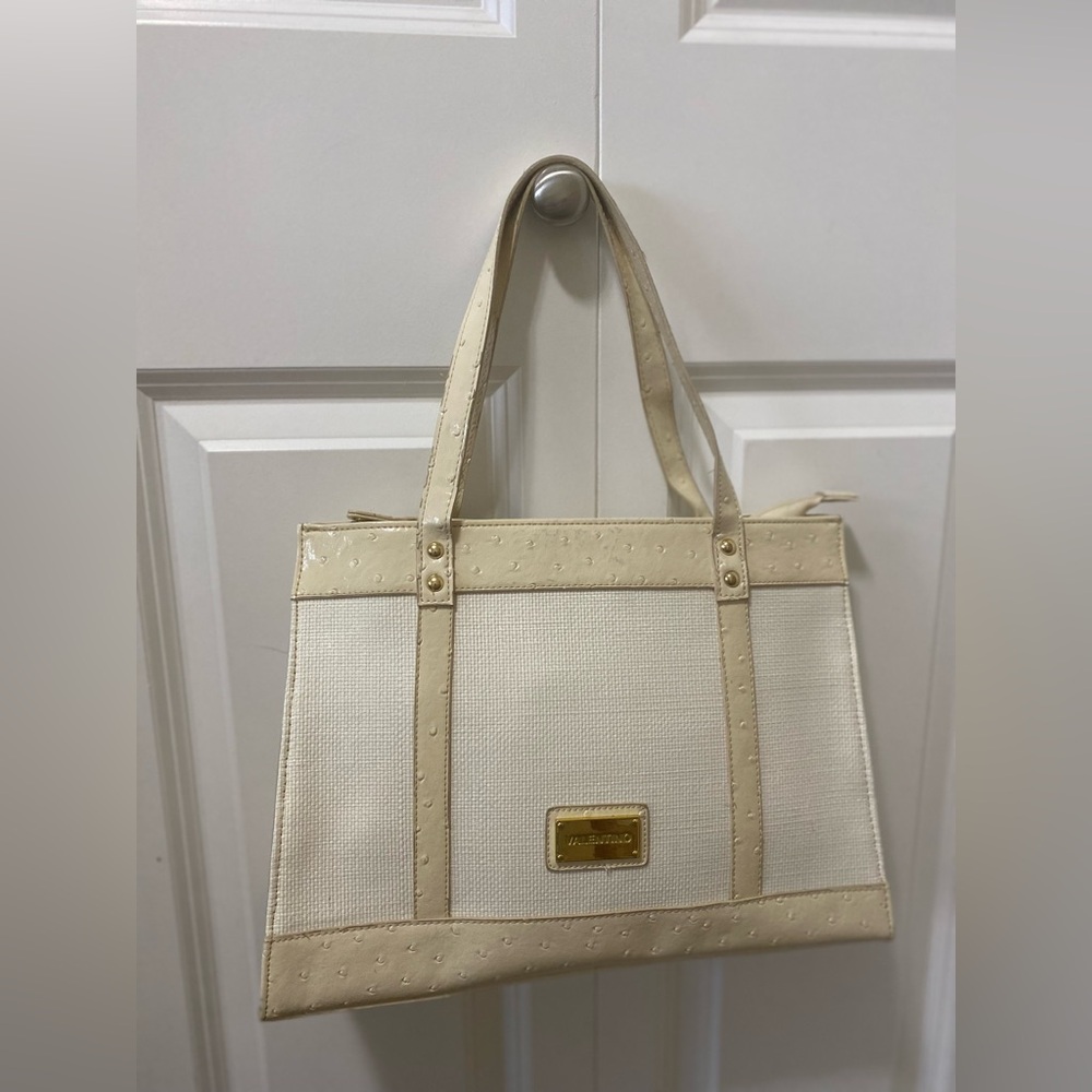 Mario Valentino Ivory Textured Tote